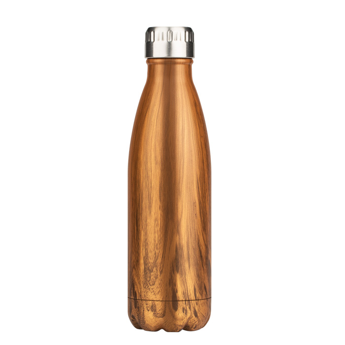 Reusable Vacuum Insulated Water Bottle, Wooden Grain 17oz-image