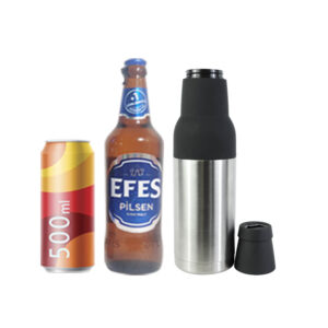 16oz Vacuum Insulated SS Beer Bottle Cooler With Bottle Opener-image