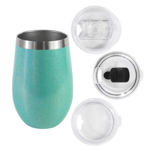 14oz Stainless Steel Stemless Wine Glasses, Double Wall Vacuum Wine Tumbler with Lid-image