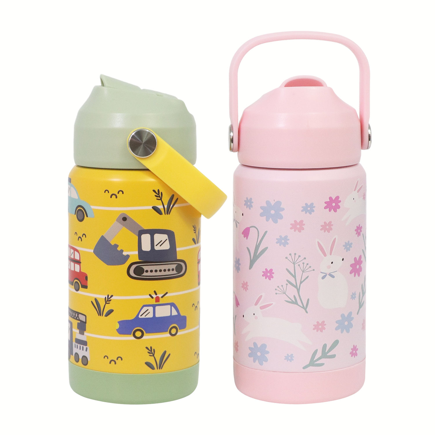 12 oz Kids Stainless Steel Insulated Water Bottle with Handle and Straw-image